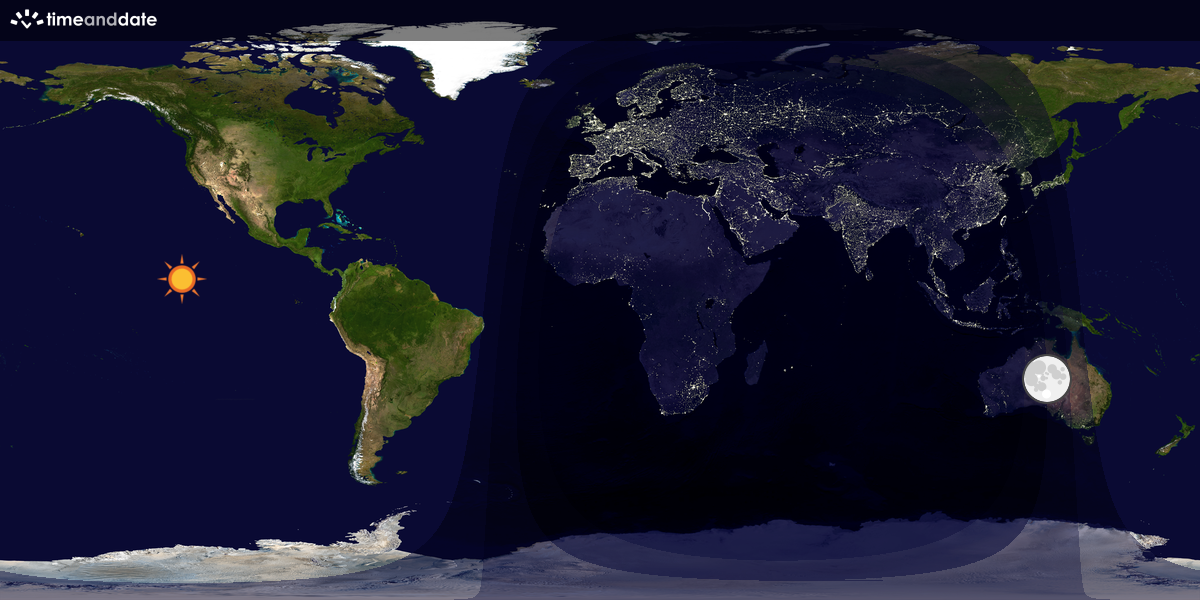 Verdenskart som viser dag og natt 