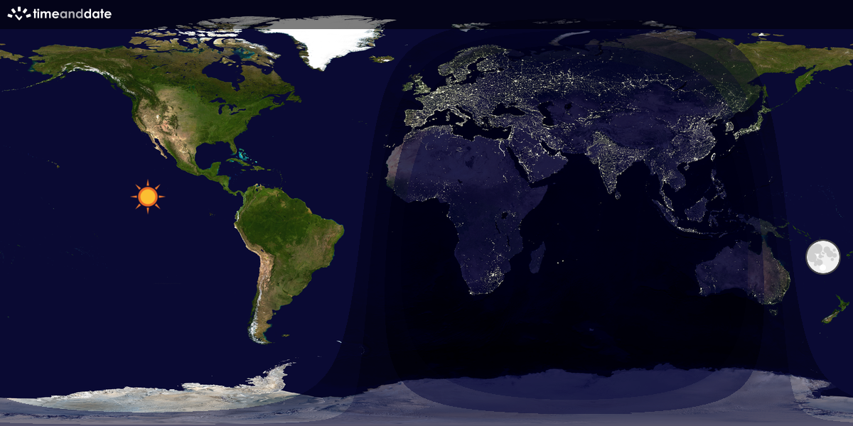 Verdenskart som viser dag og natt 
