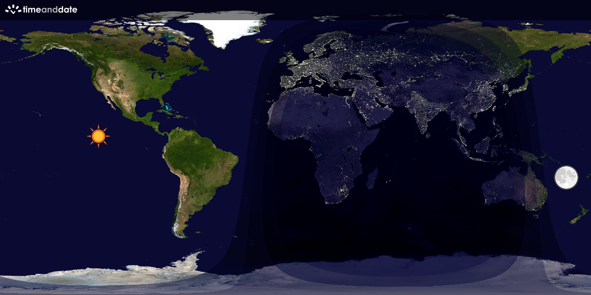 Verdenskart som viser dag og natt 