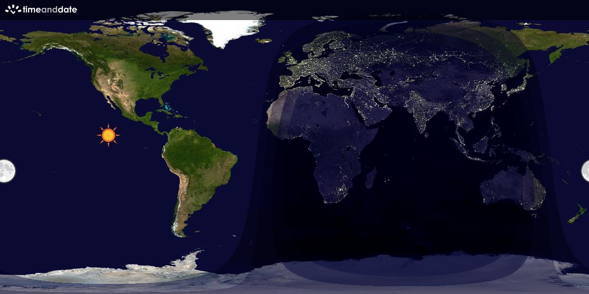 Verdenskart som viser dag og natt 