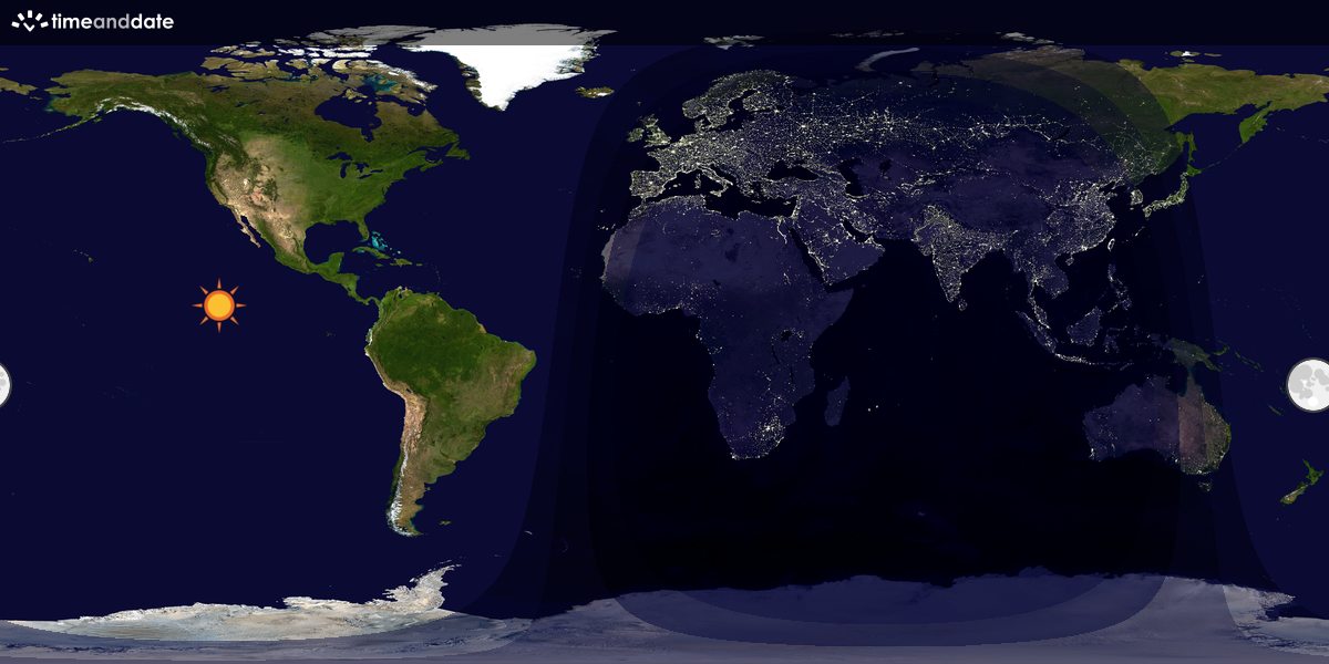 Verdenskart som viser dag og natt 