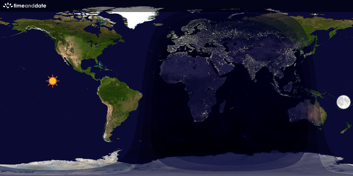 Verdenskart som viser dag og natt 