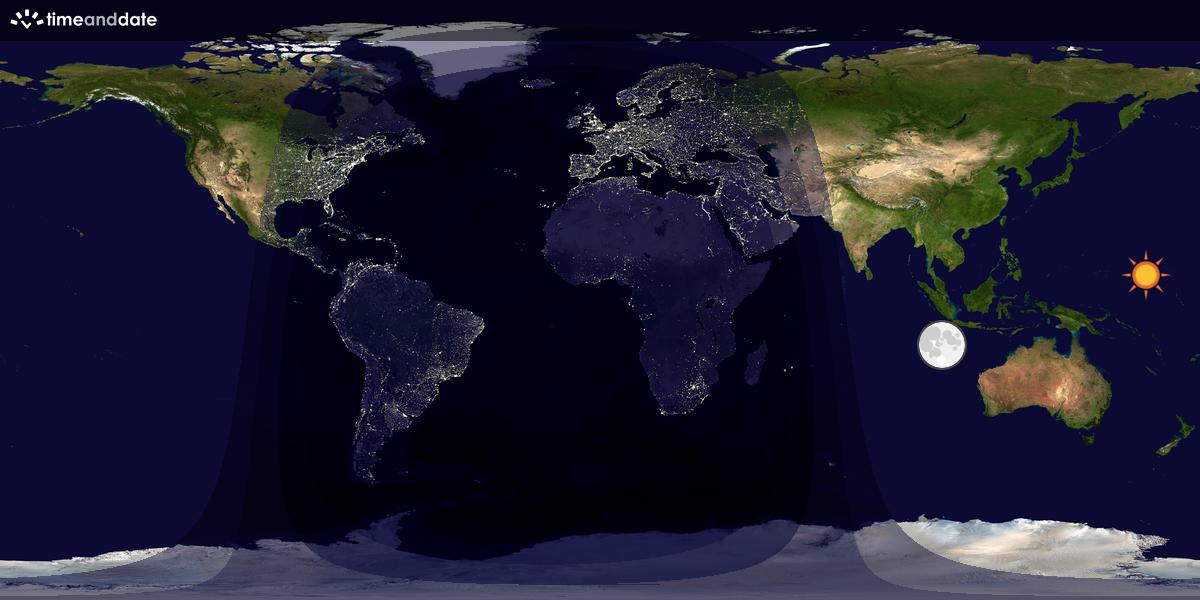 Verdenskart som viser dag og natt 