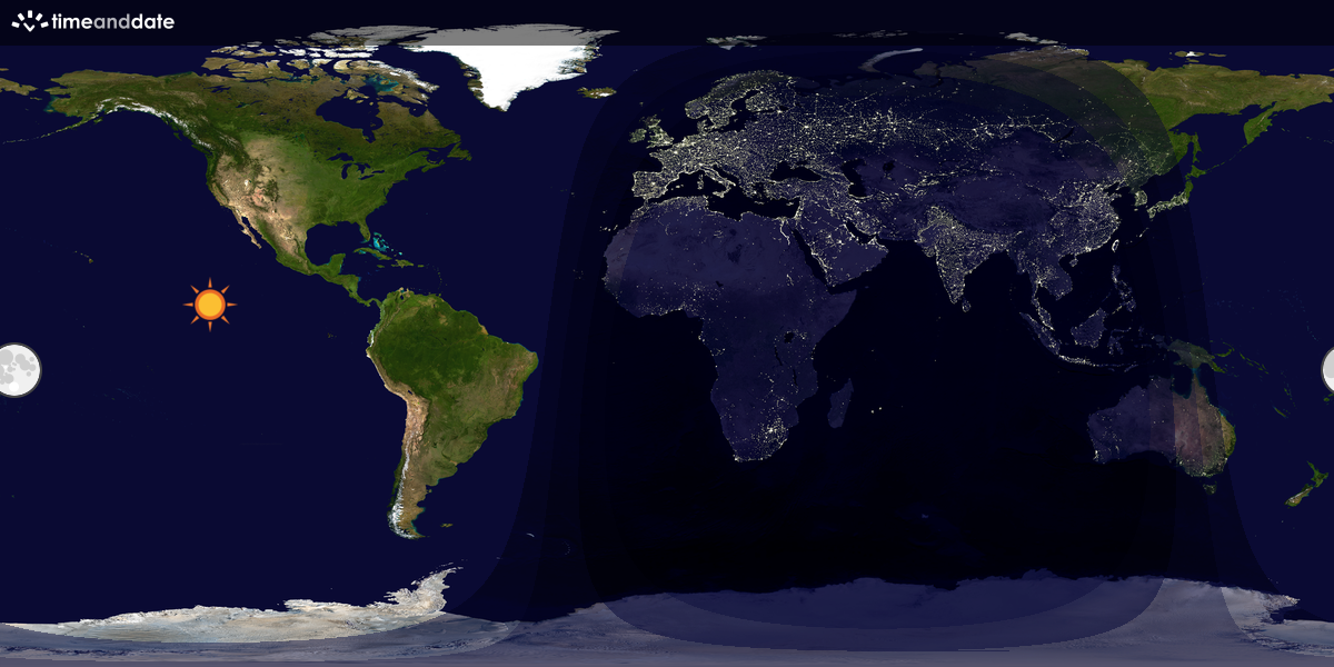 Verdenskart som viser dag og natt 