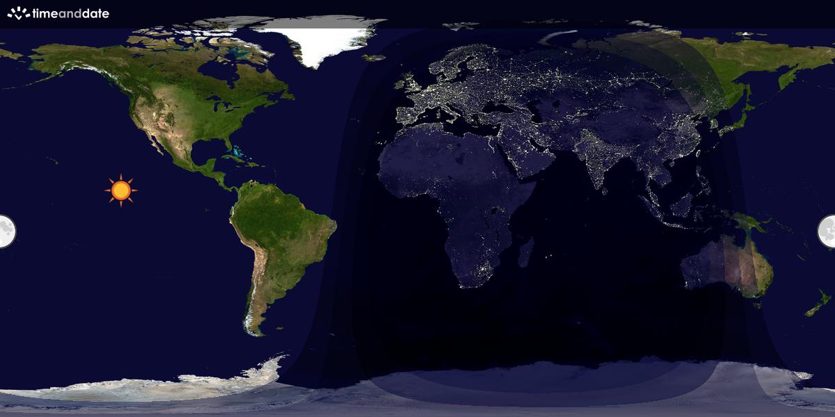 Verdenskart som viser dag og natt 