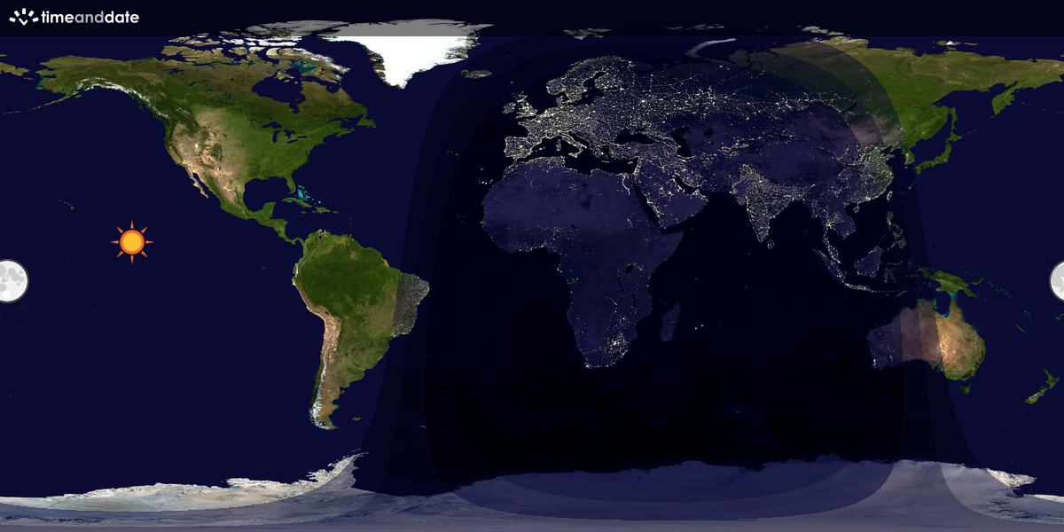 Verdenskart som viser dag og natt 