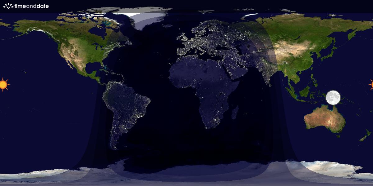 Verdenskart som viser dag og natt 