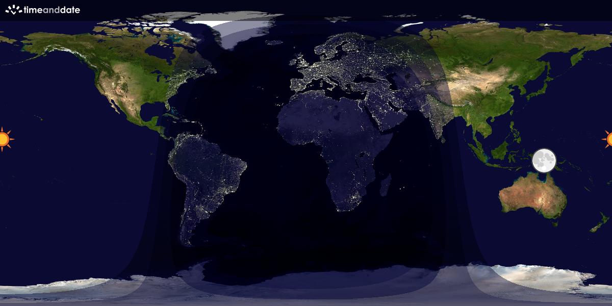 Verdenskart som viser dag og natt 