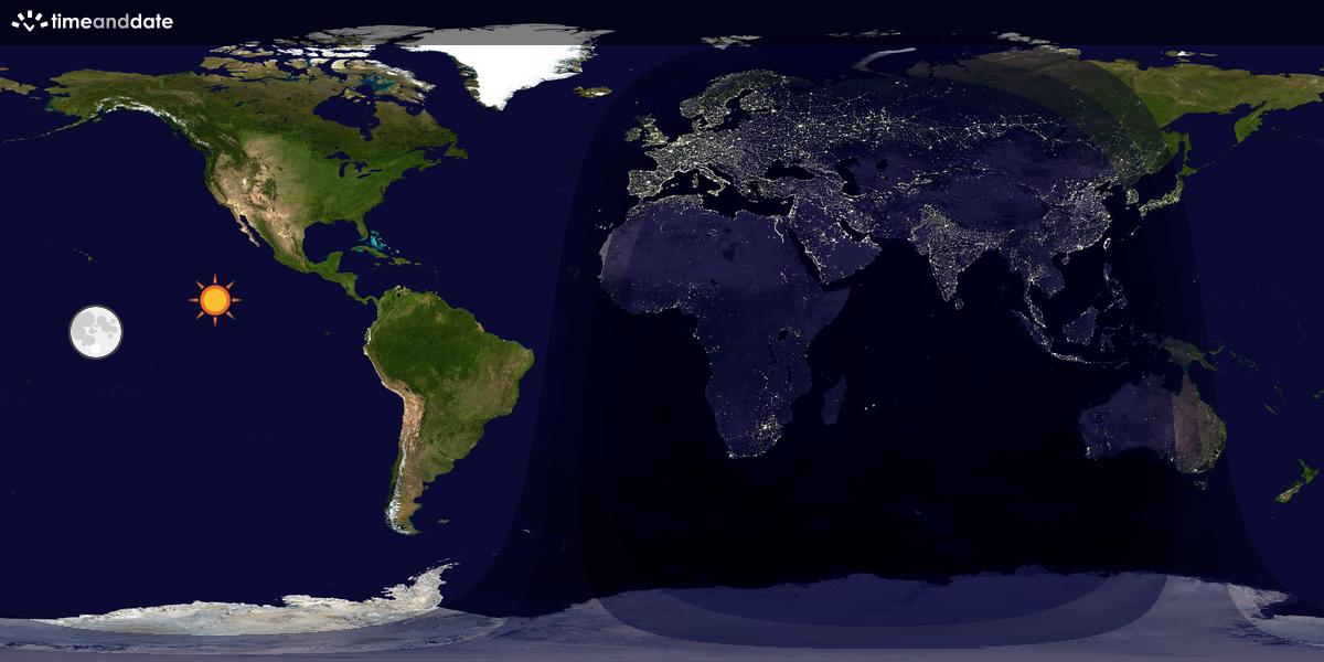 Verdenskart som viser dag og natt 
