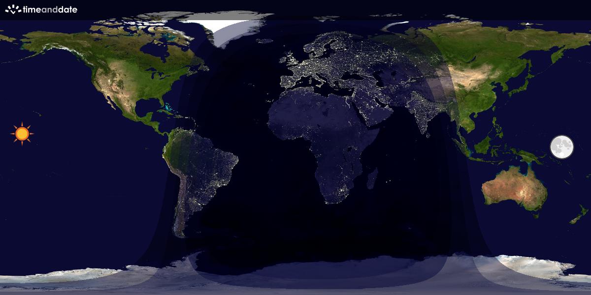 Verdenskart som viser dag og natt 
