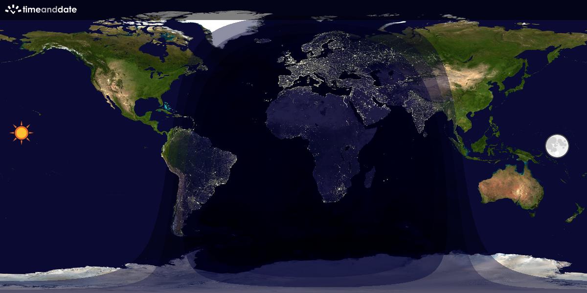 Verdenskart som viser dag og natt 