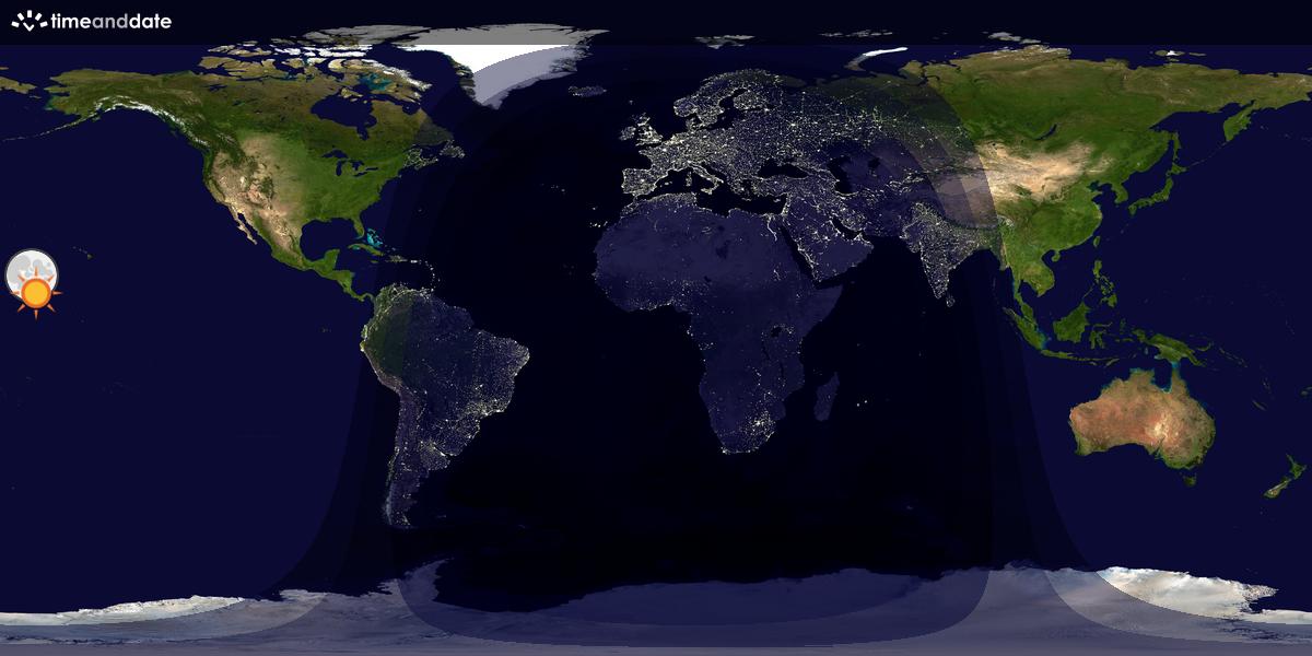 Verdenskart som viser dag og natt 
