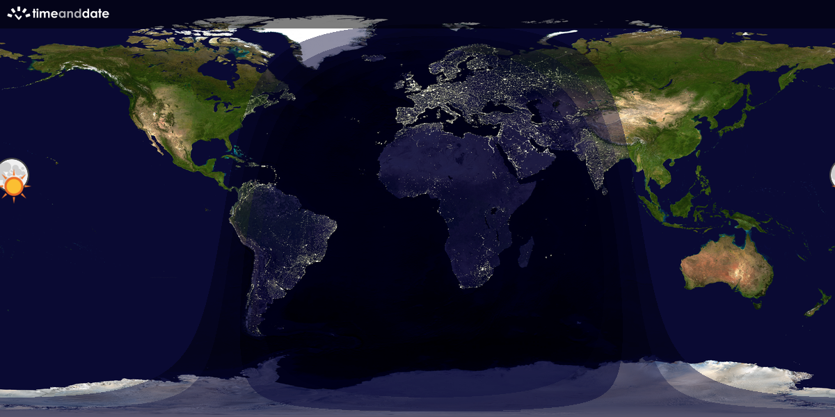 Verdenskart som viser dag og natt 