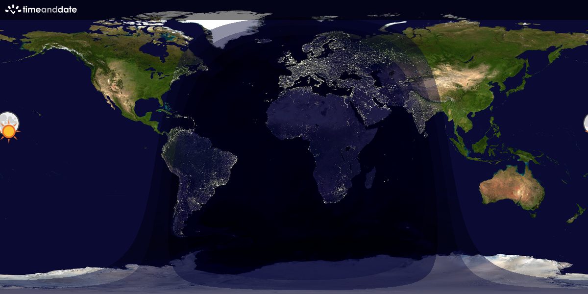 Verdenskart som viser dag og natt 