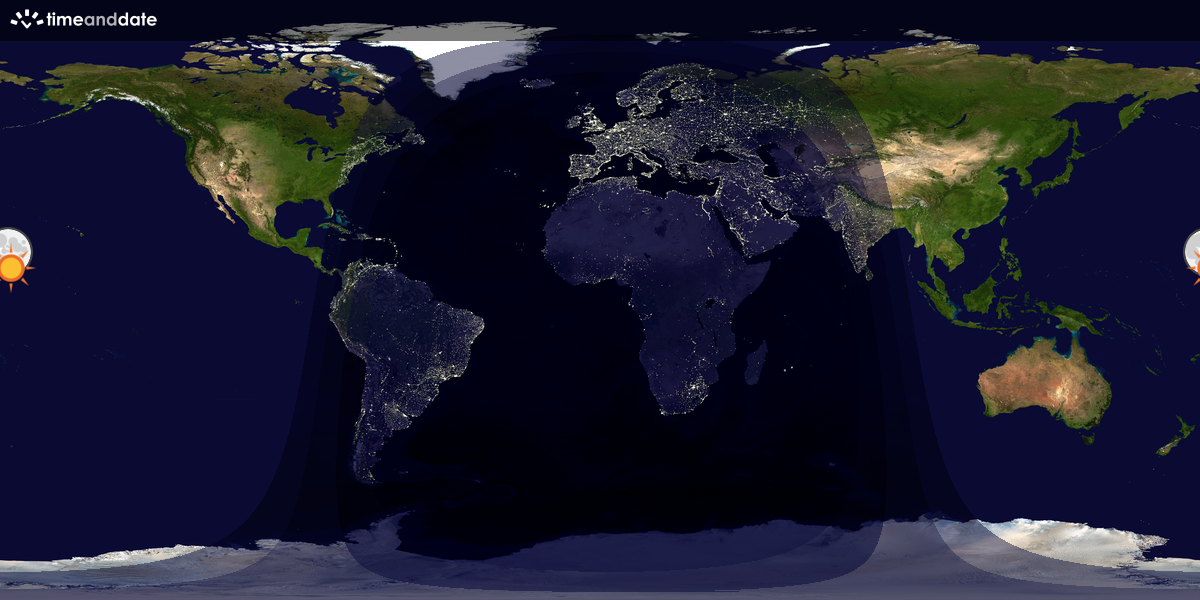 Verdenskart som viser dag og natt 