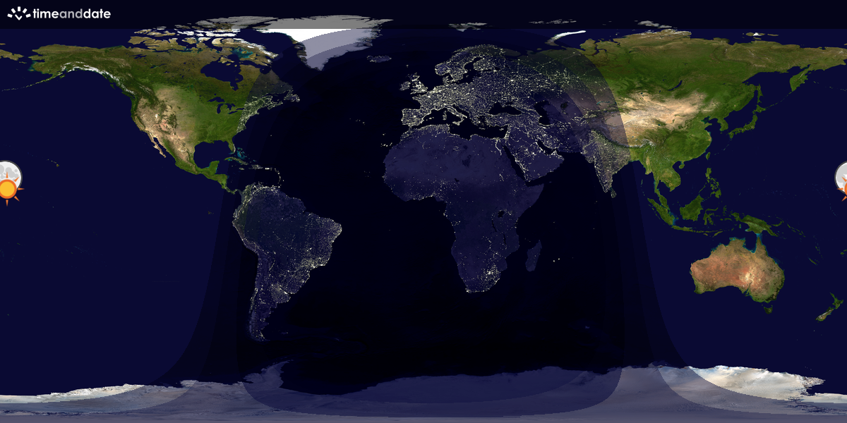 Verdenskart som viser dag og natt 