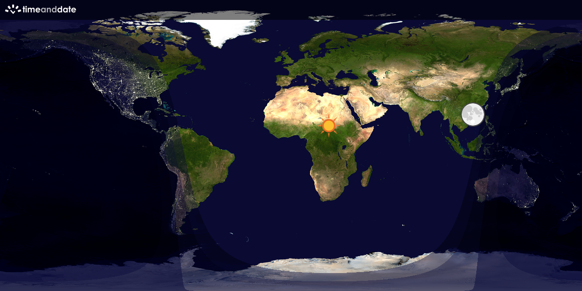 Verdenskart som viser dag og natt 