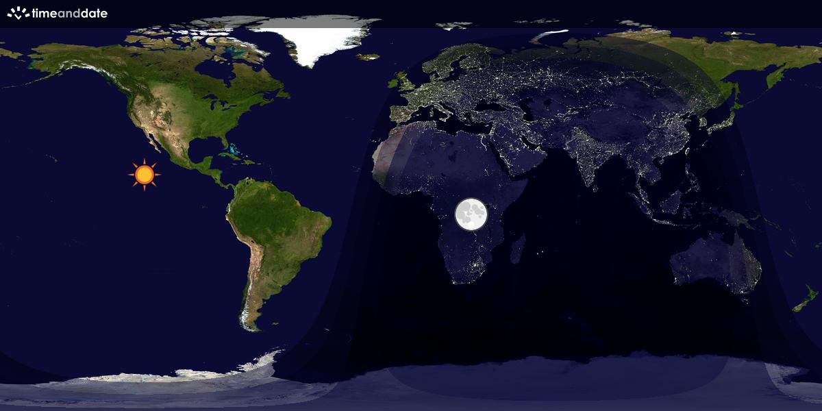 Verdenskart som viser dag og natt 