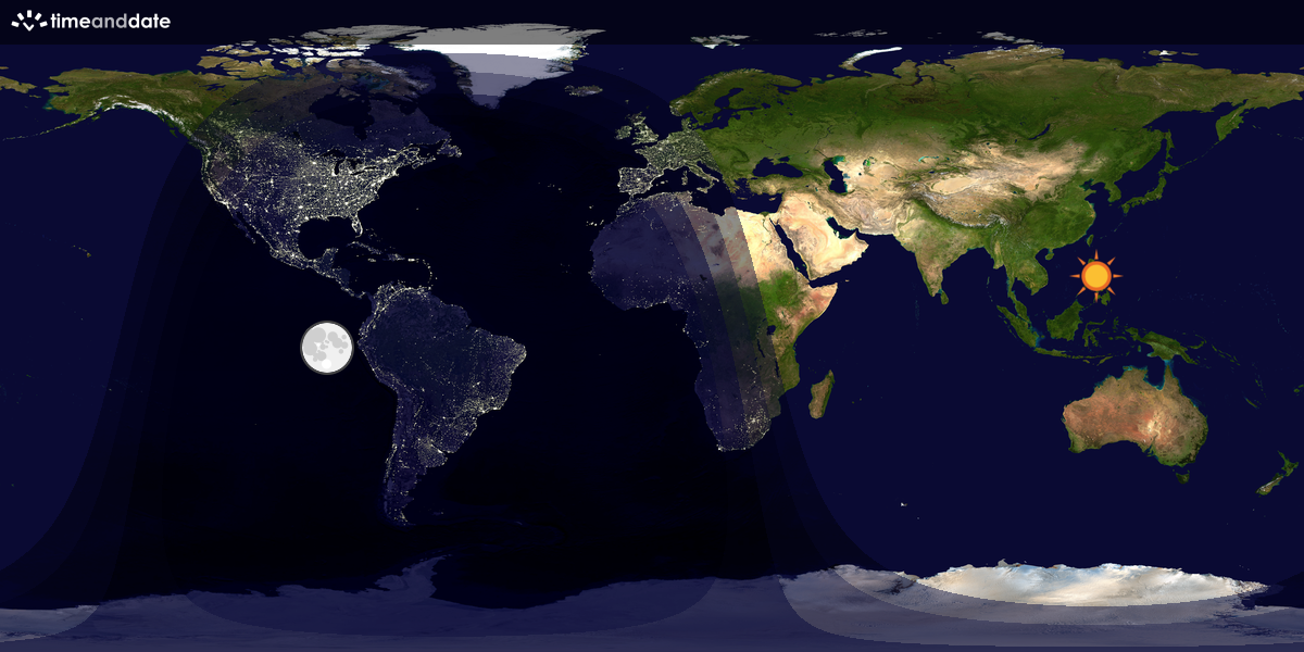 Verdenskart som viser dag og natt 