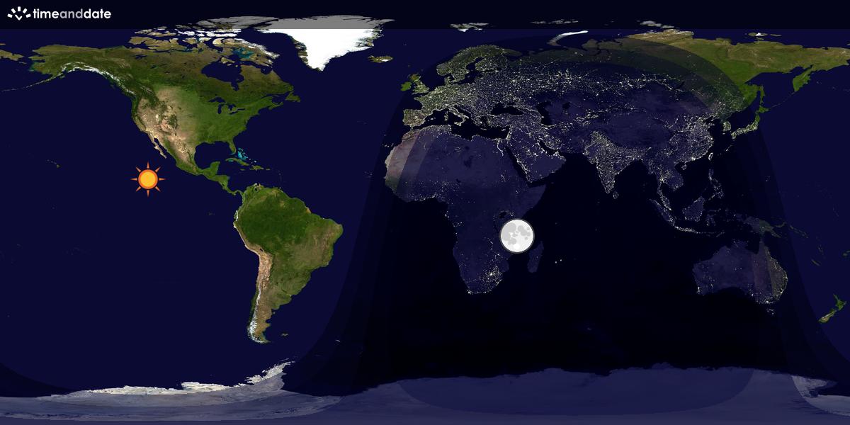 Verdenskart som viser dag og natt 