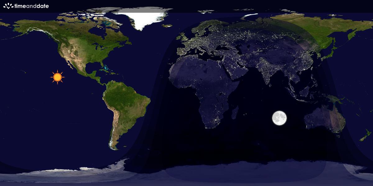 Verdenskart som viser dag og natt 