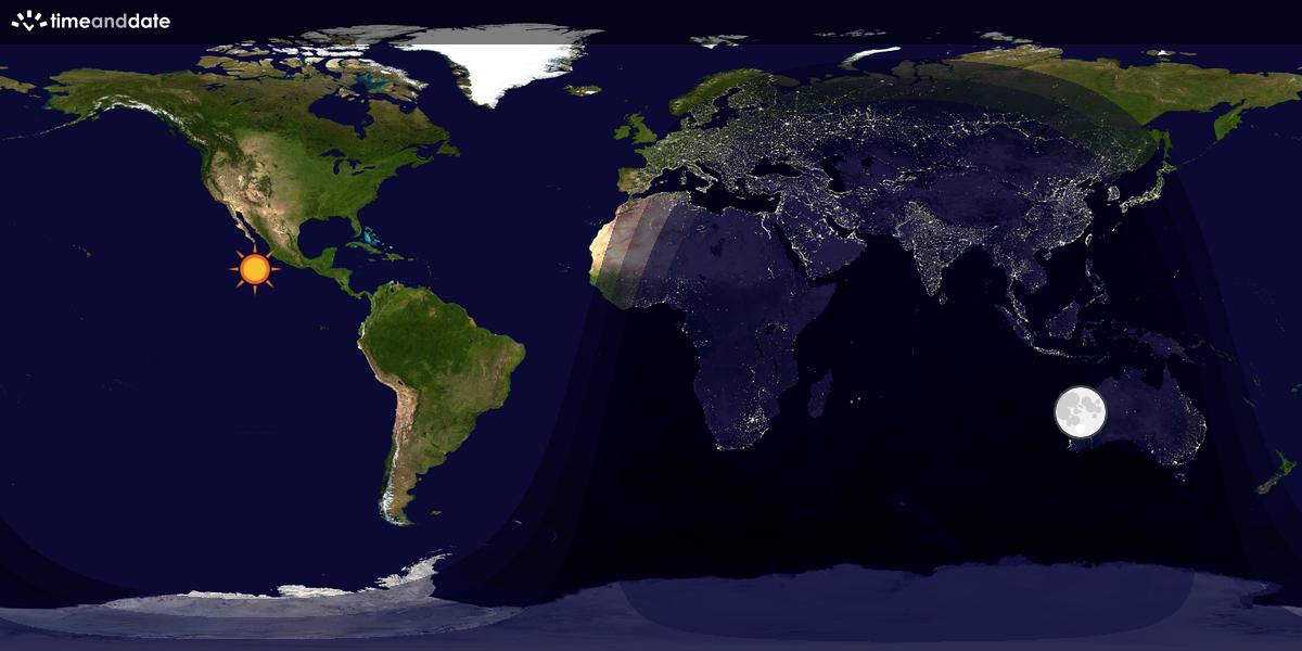 Verdenskart som viser dag og natt 