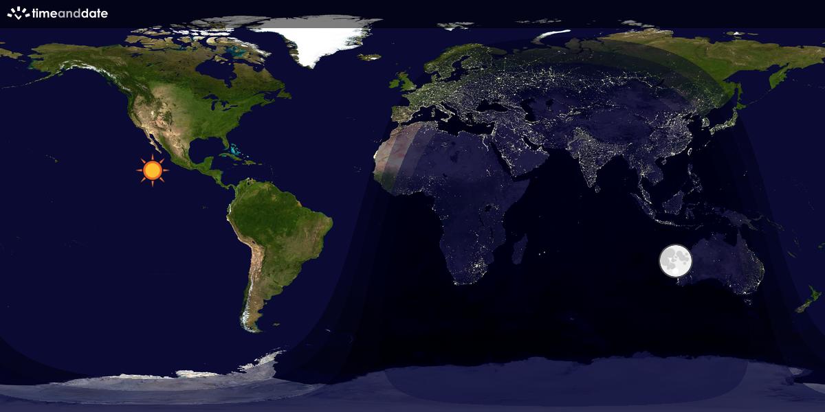 Verdenskart som viser dag og natt 