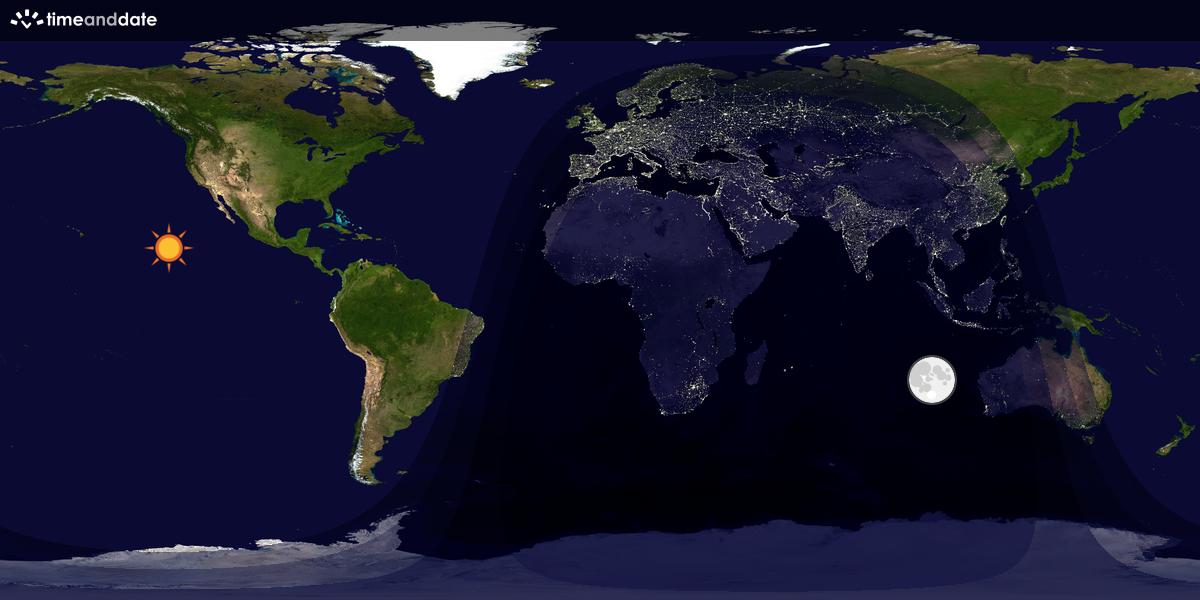 Verdenskart som viser dag og natt 