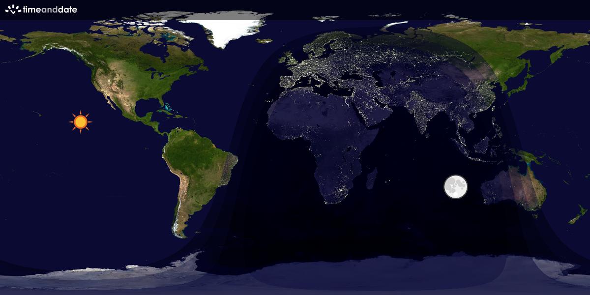 Verdenskart som viser dag og natt 