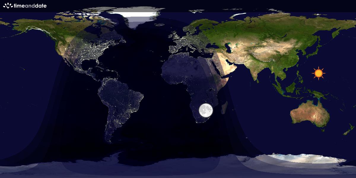Verdenskart som viser dag og natt 