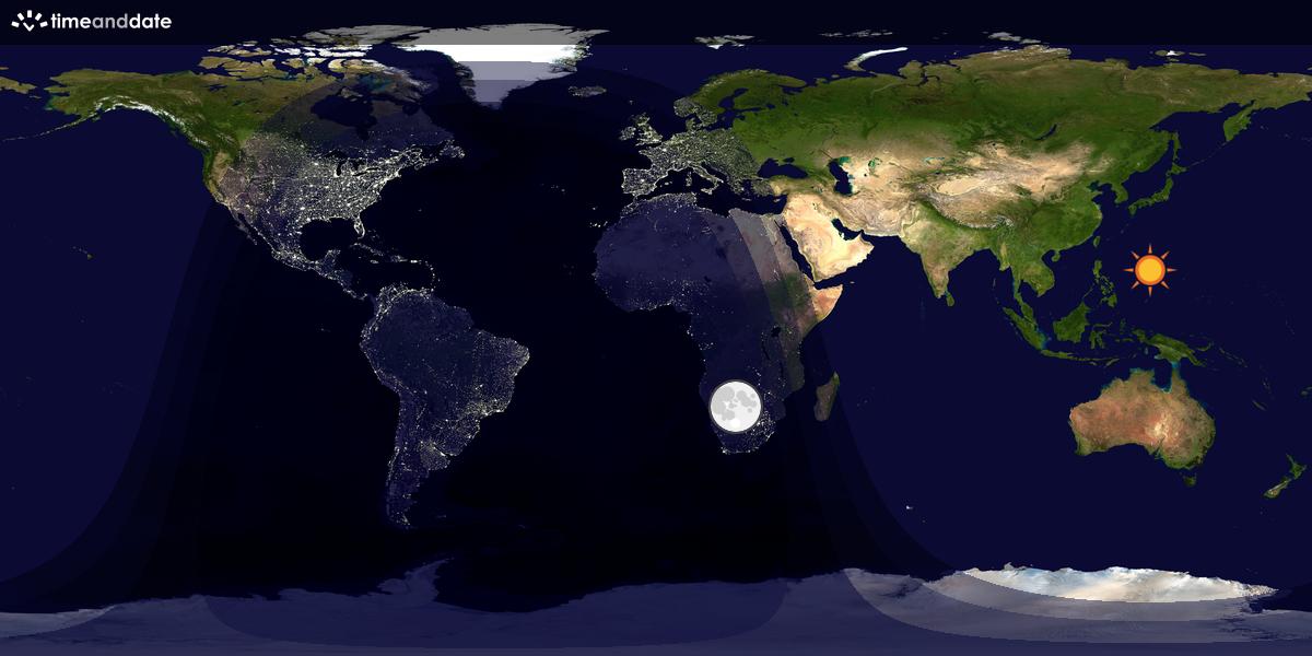 Verdenskart som viser dag og natt 
