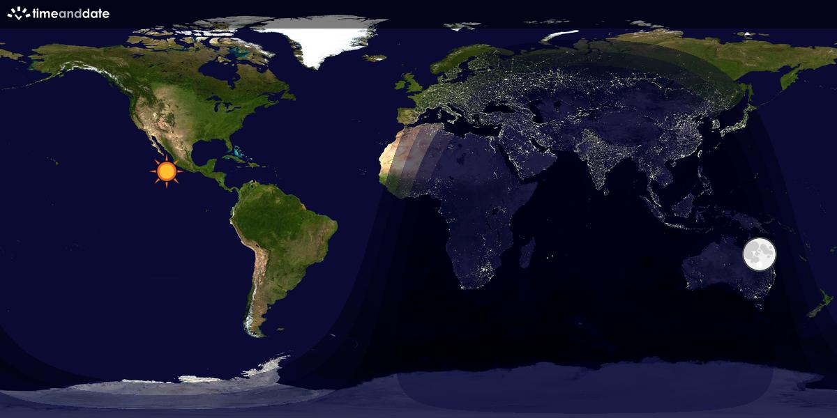 Verdenskart som viser dag og natt 