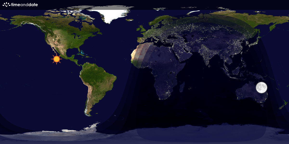 Verdenskart som viser dag og natt 