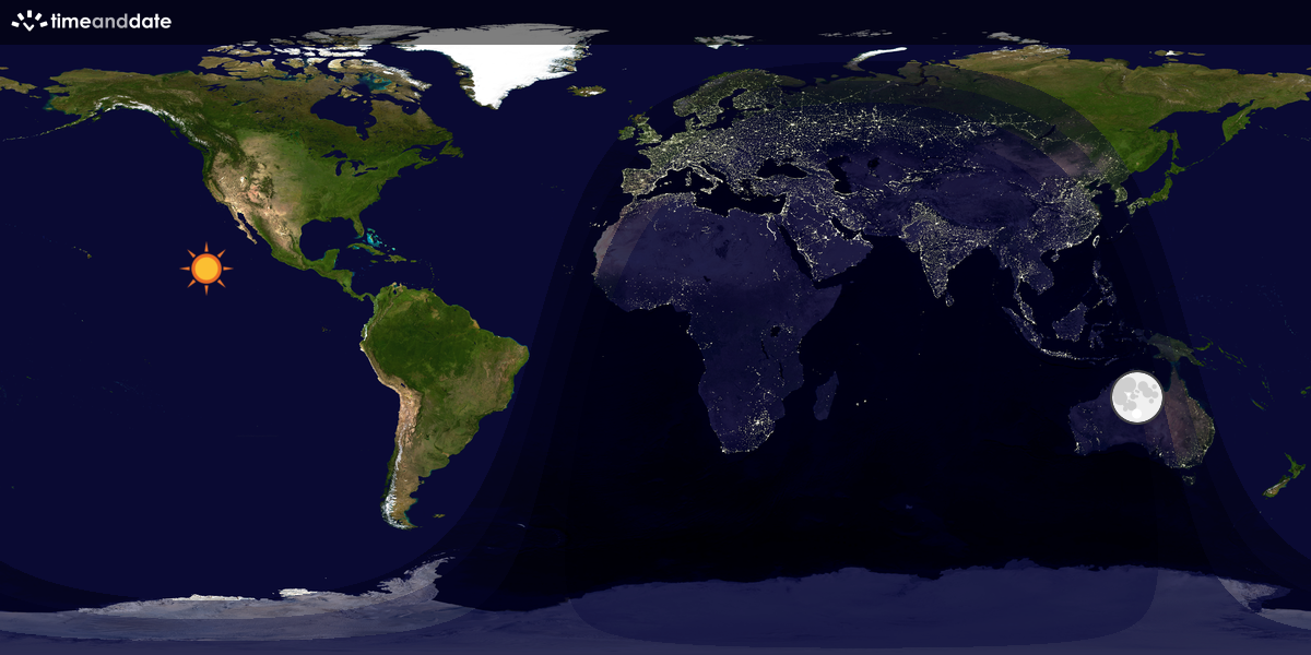 Verdenskart som viser dag og natt 