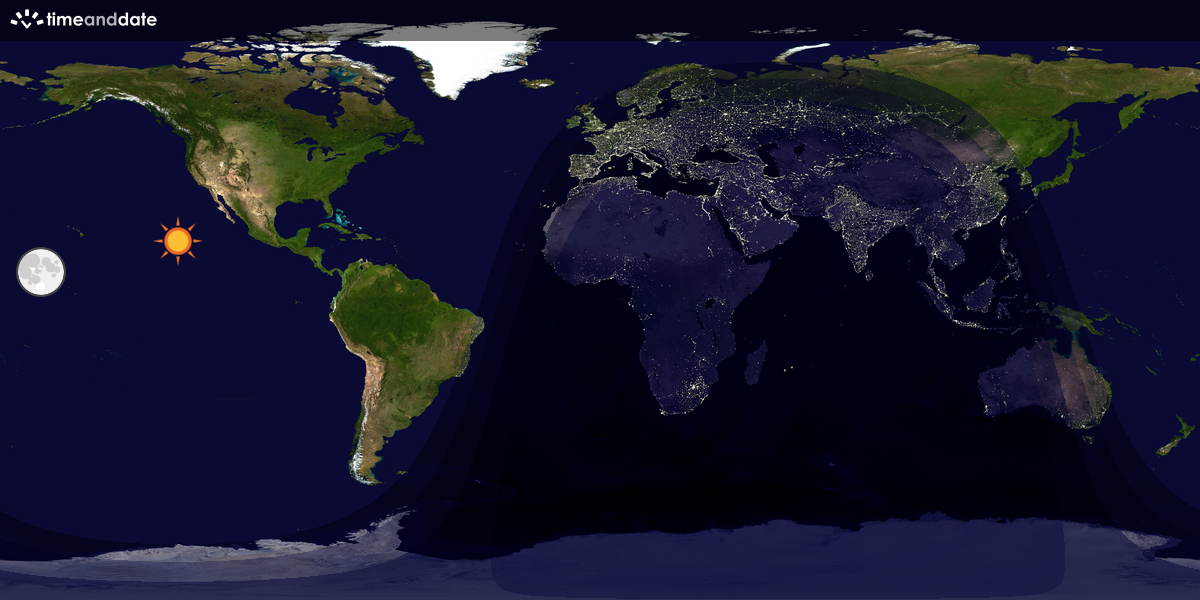 Verdenskart som viser dag og natt 
