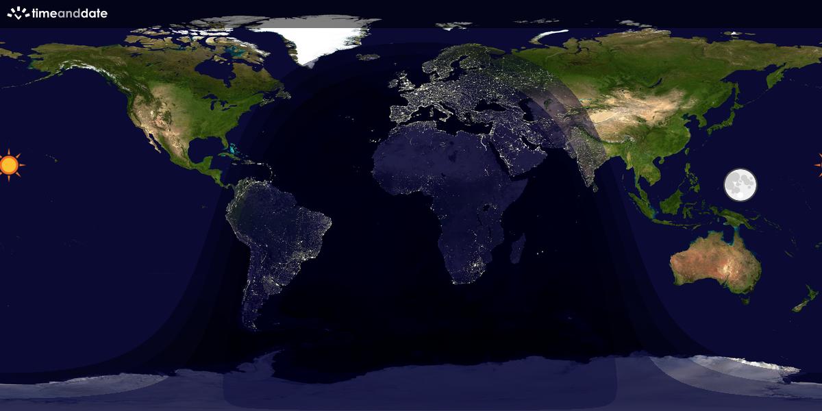 Verdenskart som viser dag og natt 