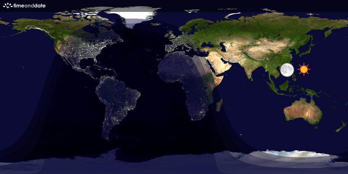 Verdenskart som viser dag og natt 