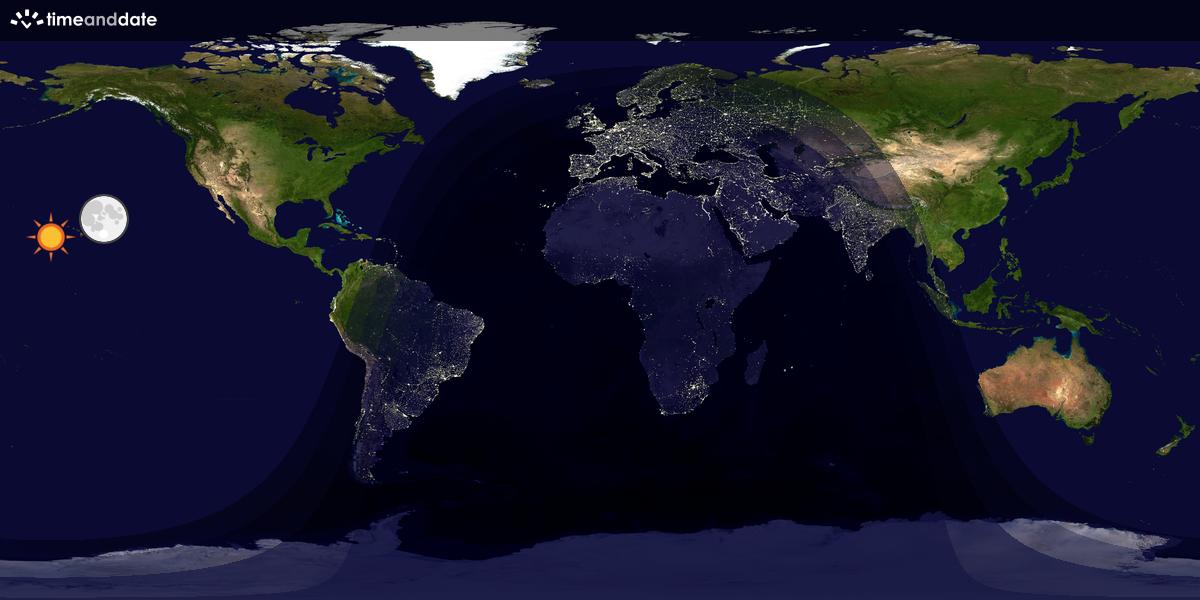 Verdenskart som viser dag og natt 