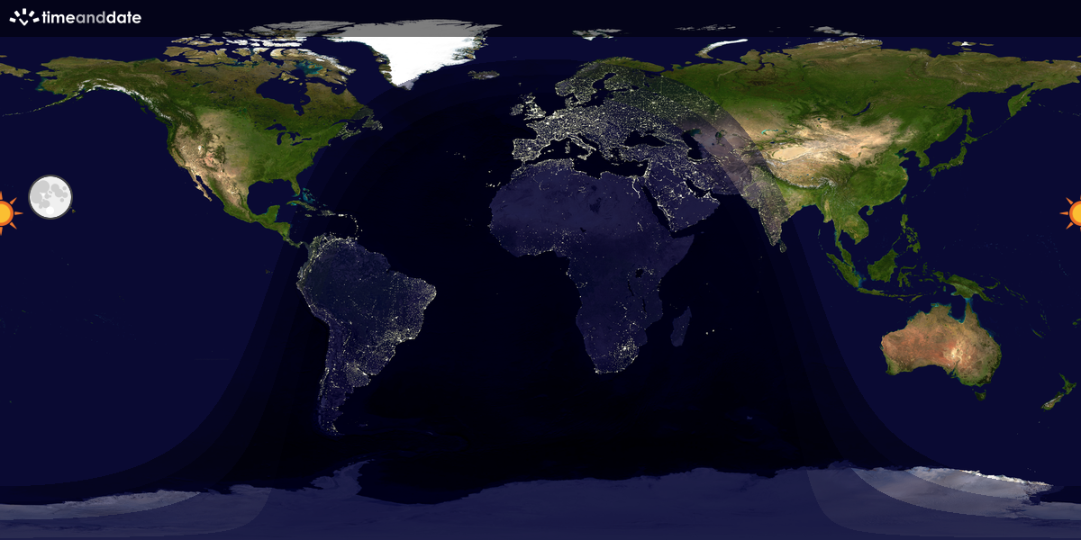 Verdenskart som viser dag og natt 