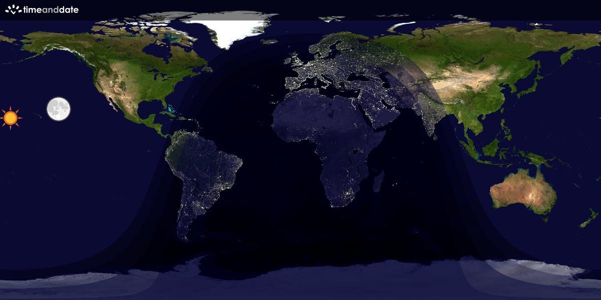 Verdenskart som viser dag og natt 