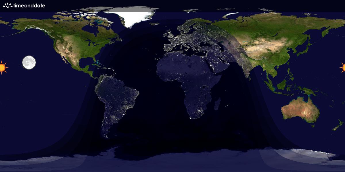 Verdenskart som viser dag og natt 