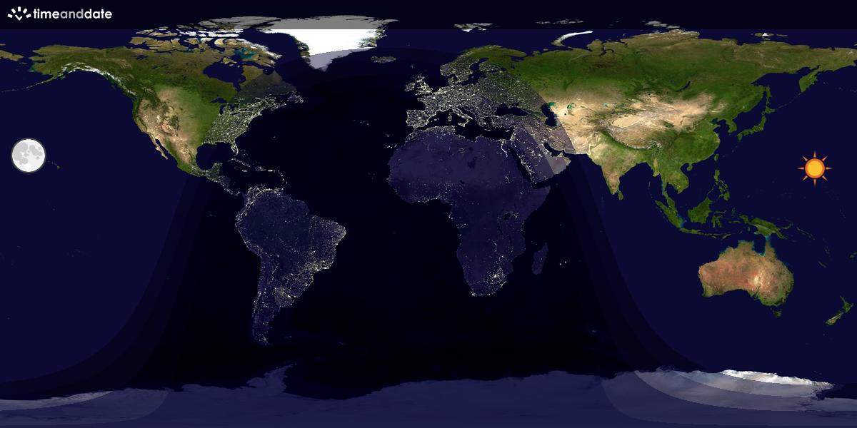 Verdenskart som viser dag og natt 