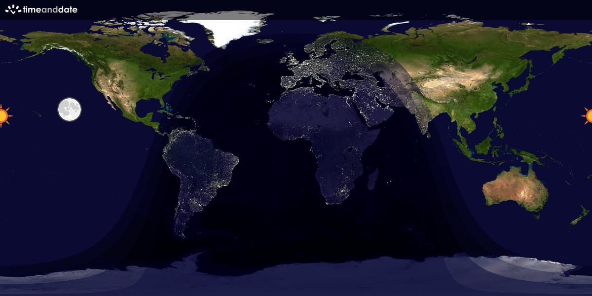 Verdenskart som viser dag og natt 