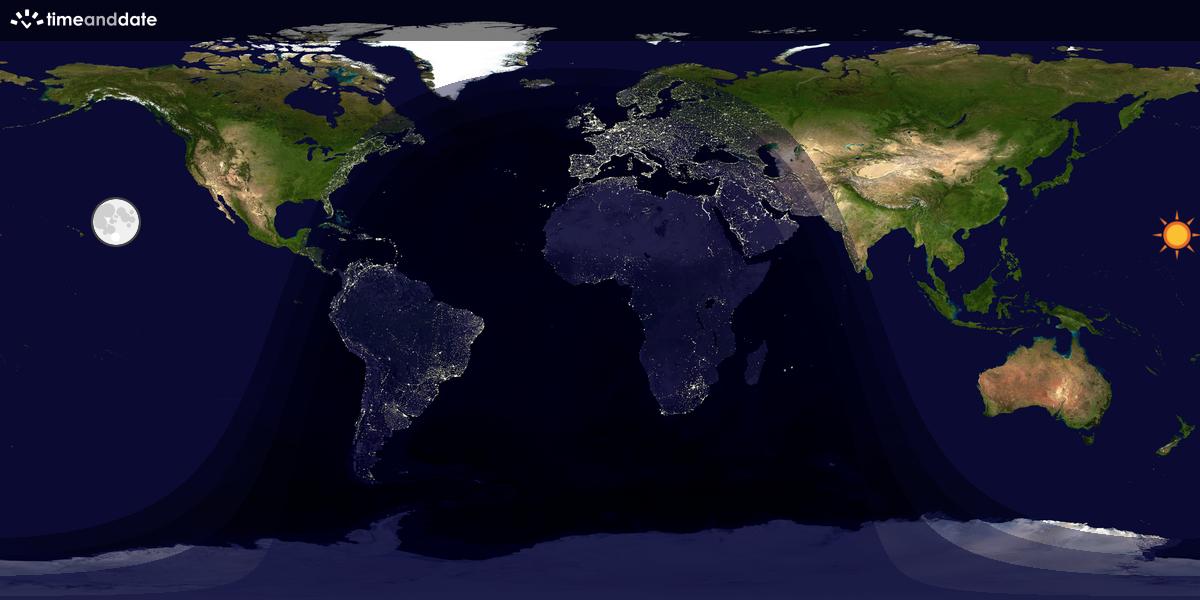 Verdenskart som viser dag og natt 