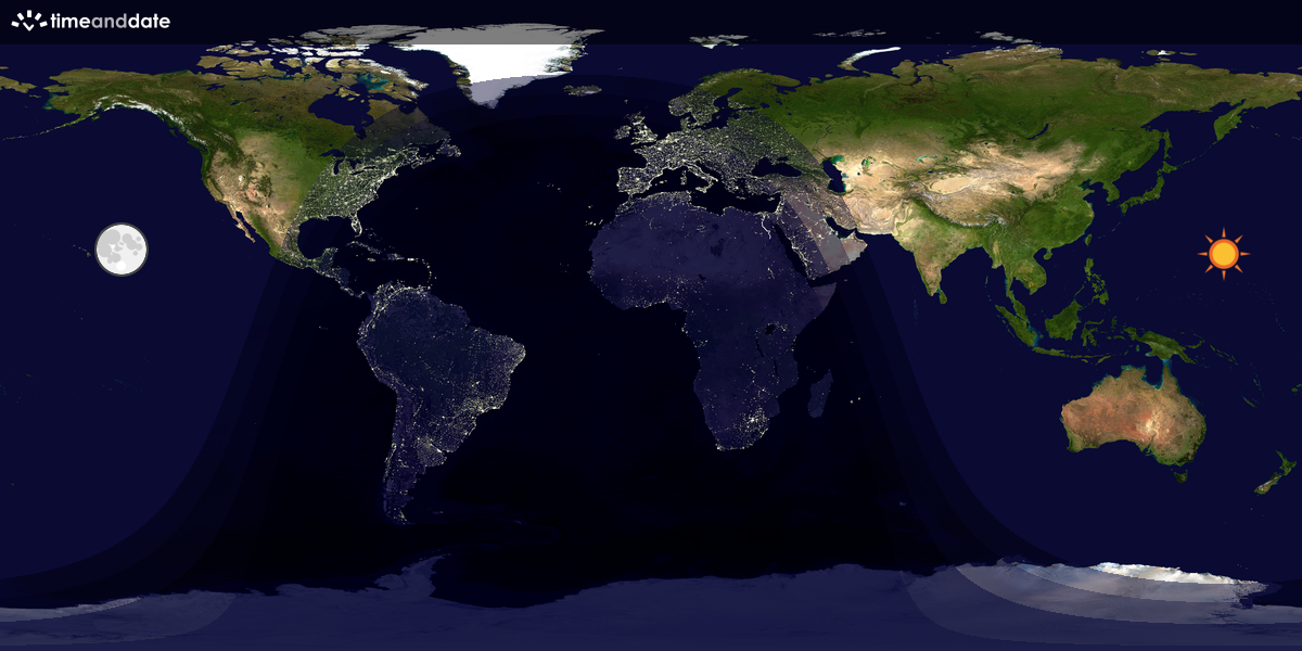 Verdenskart som viser dag og natt 