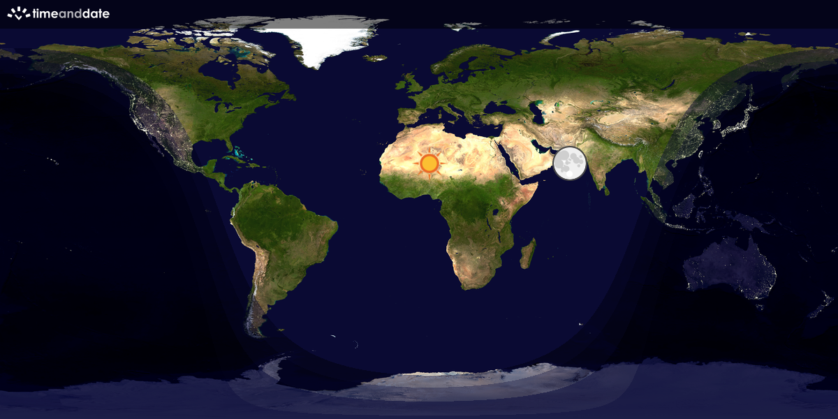 Verdenskart som viser dag og natt 