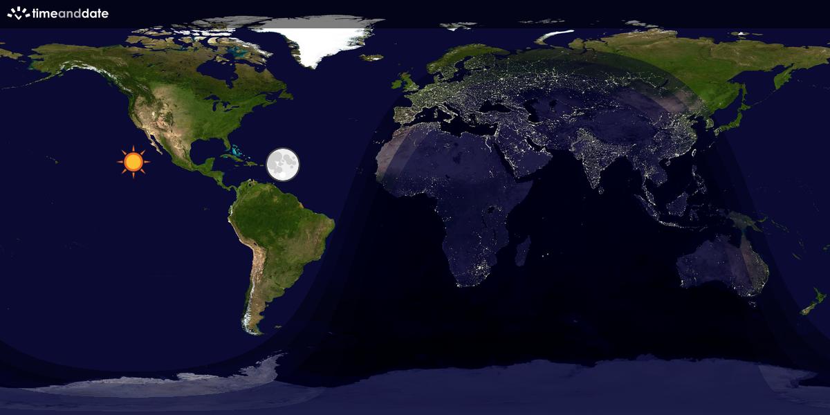 Verdenskart som viser dag og natt 