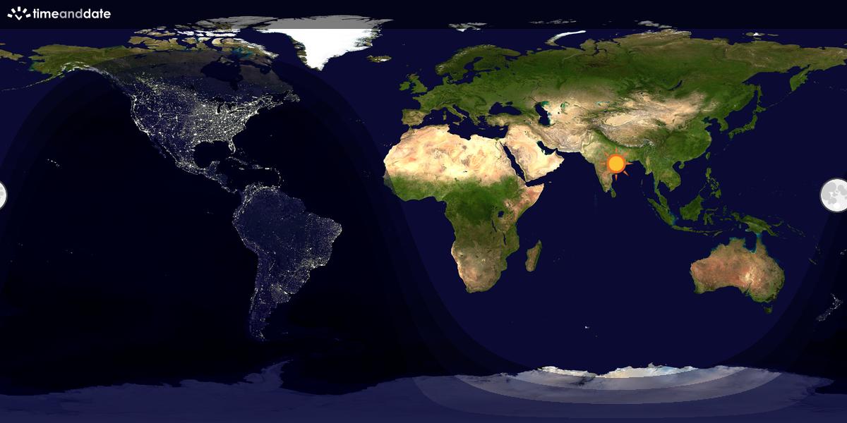 Verdenskart som viser dag og natt 