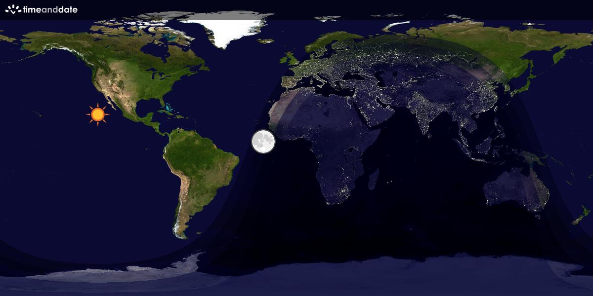 Verdenskart som viser dag og natt 