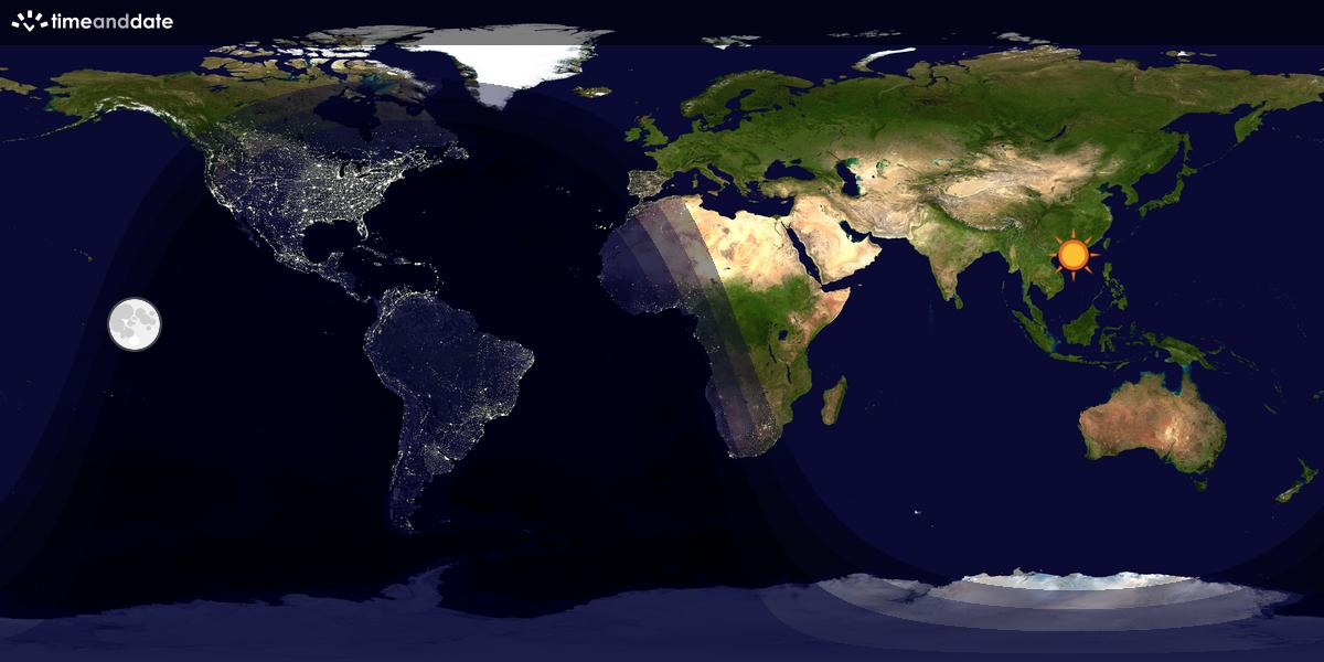 Verdenskart som viser dag og natt 